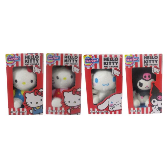 Lots of 4 Basic Fun Micro Teenies Hello Kitty & Friends Stuffed Mini Plush Toys - Picture 1 of 16